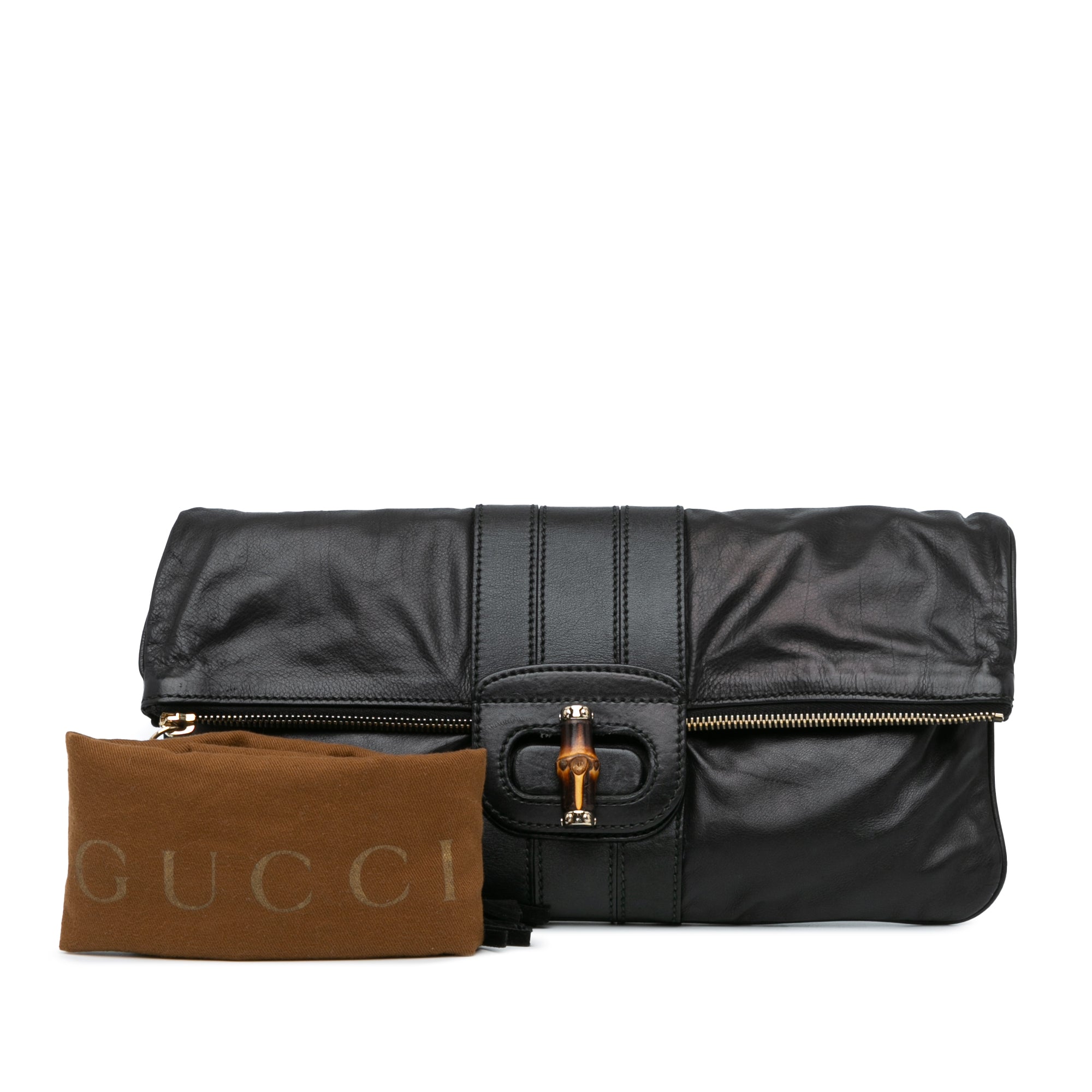 Leather Bamboo Lucy Fold Over Clutch