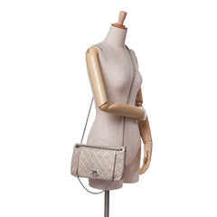 Quilted Metallic Distressed Lambskin CC Crystal Flap