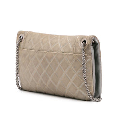 Quilted Metallic Distressed Lambskin CC Crystal Flap