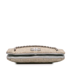 Quilted Metallic Distressed Lambskin CC Crystal Flap