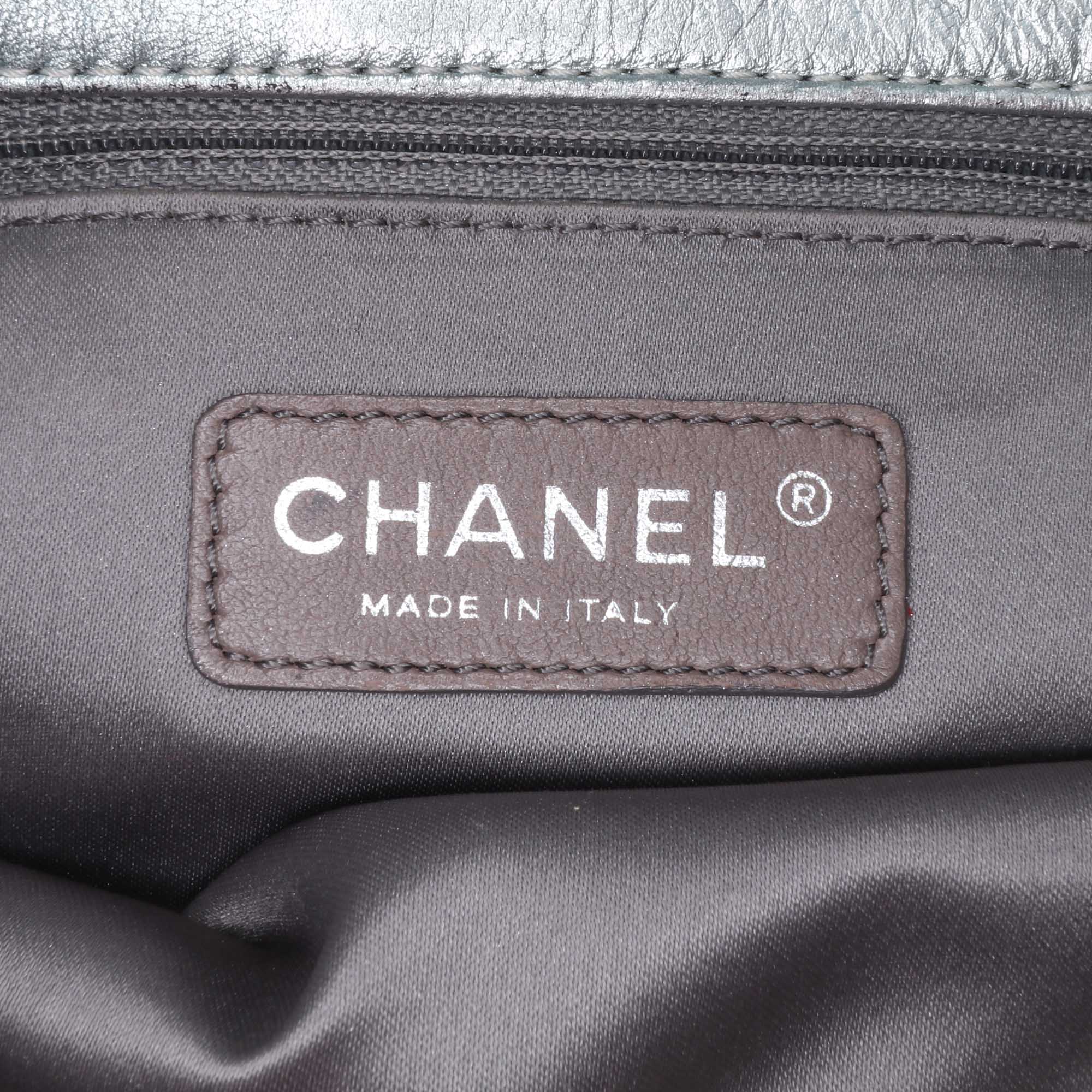 Quilted Metallic Distressed Lambskin CC Crystal Flap