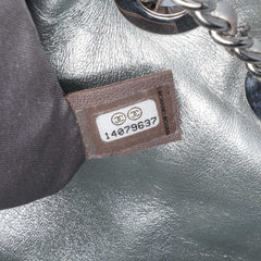 Quilted Metallic Distressed Lambskin CC Crystal Flap