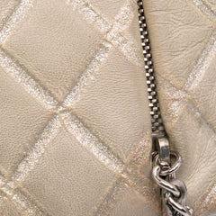 Quilted Metallic Distressed Lambskin CC Crystal Flap