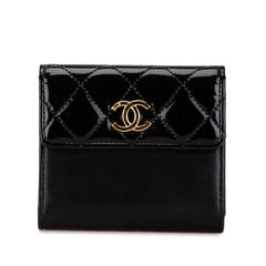 CC Quilted Patent and Lambskin Trifold Wallet