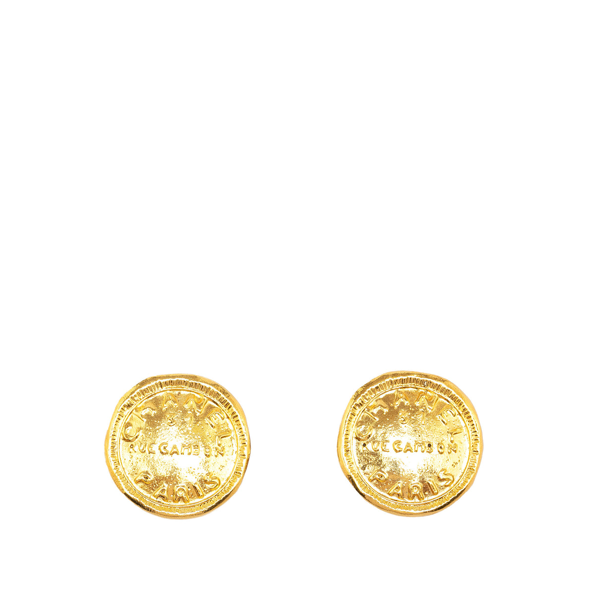 Gold Plated CC Rue Cambon Round Clip On Earrings_0