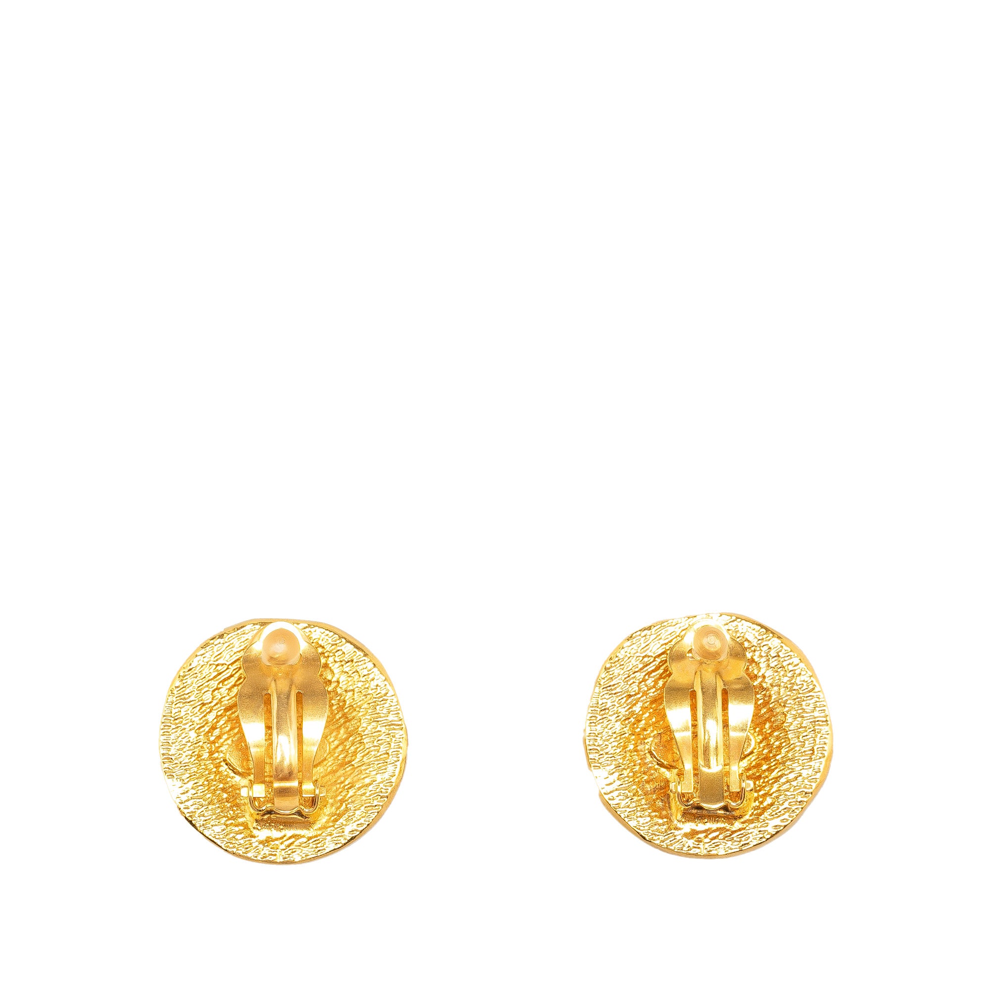 Gold Plated CC Rue Cambon Round Clip On Earrings_1