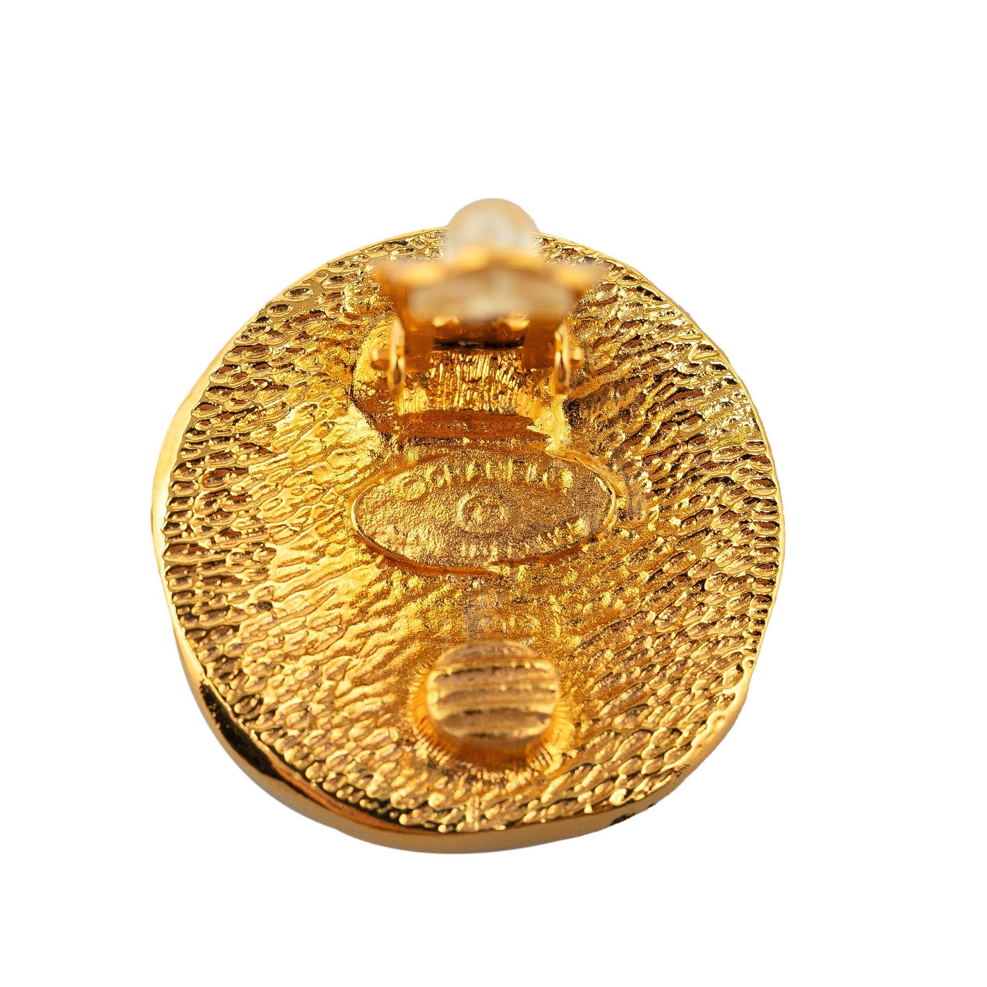 Gold Plated CC Rue Cambon Round Clip On Earrings_2