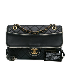 CC Quilted Lambskin Tassel and Border Embellished Flap