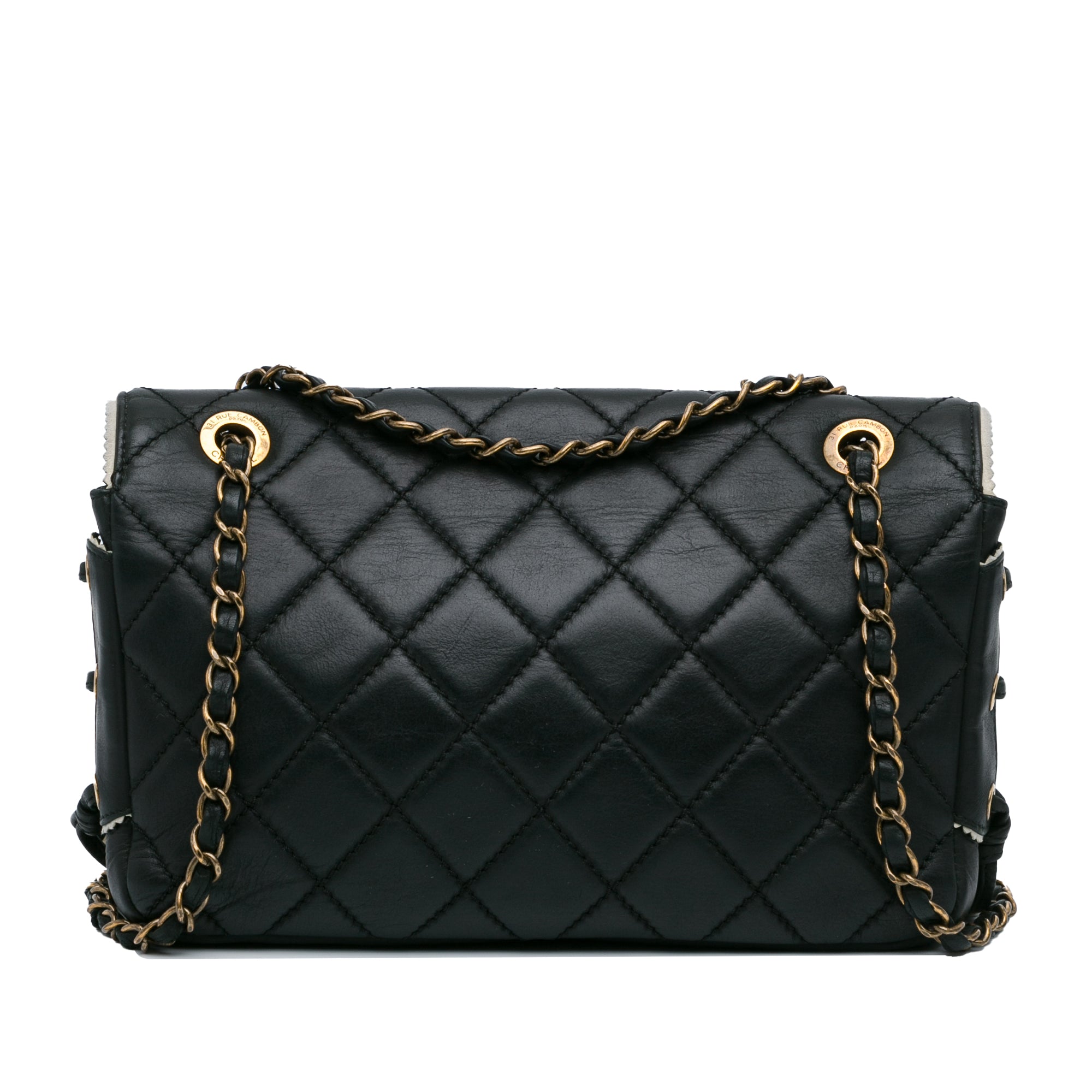 CC Quilted Lambskin Tassel and Border Embellished Flap Bag_2