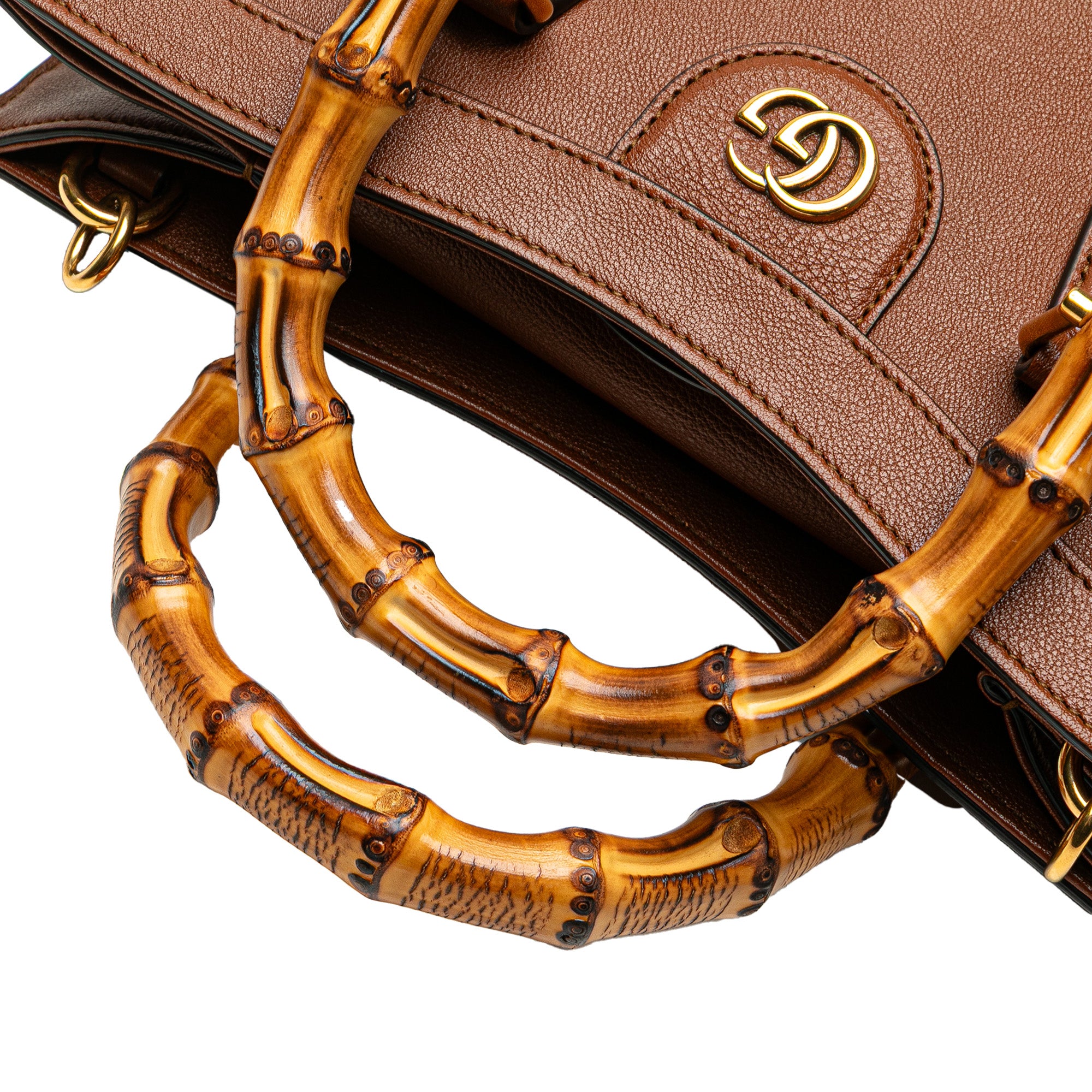 Small Leather Bamboo Diana Satchel