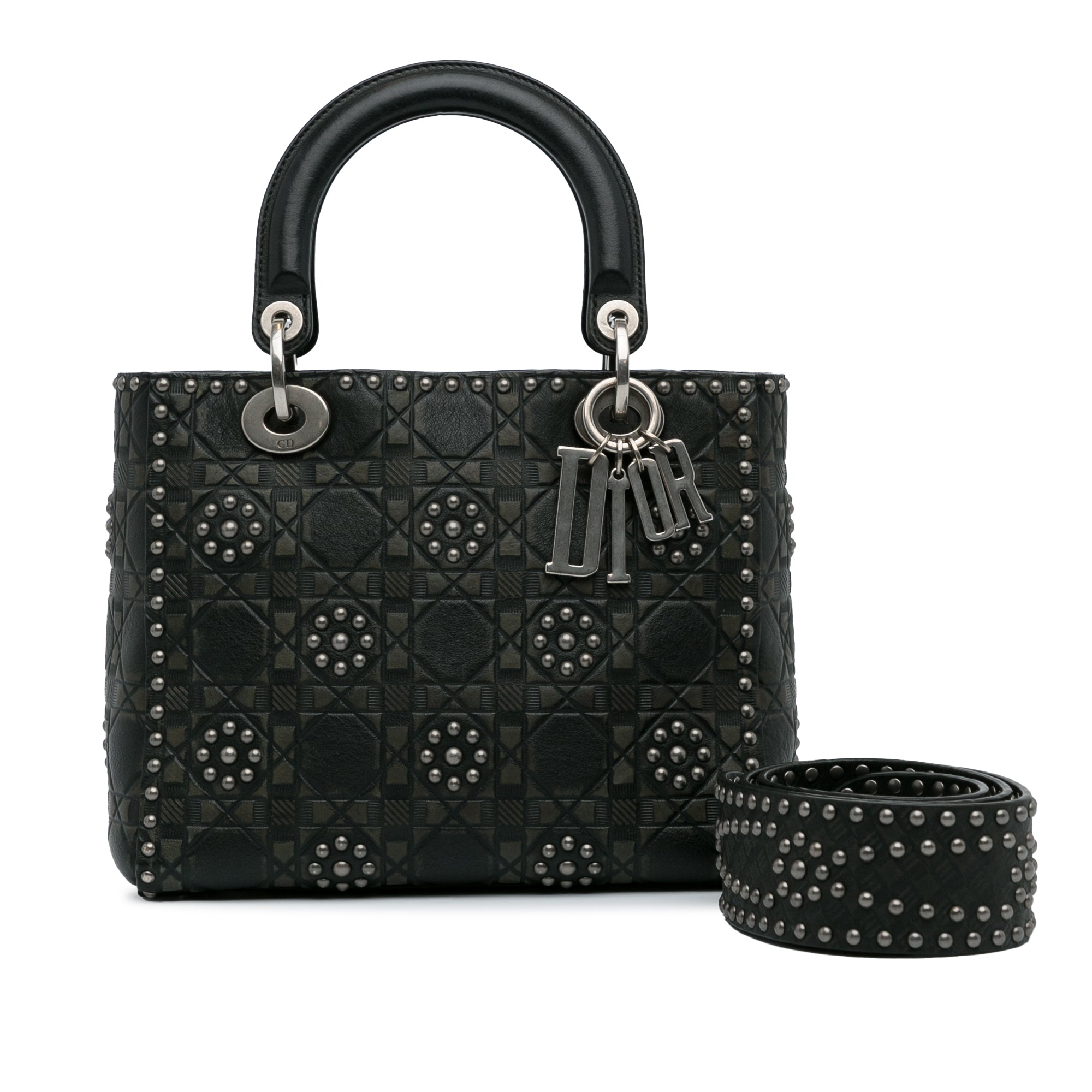 Medium Calfskin Cannage Studded Supple Lady Dior