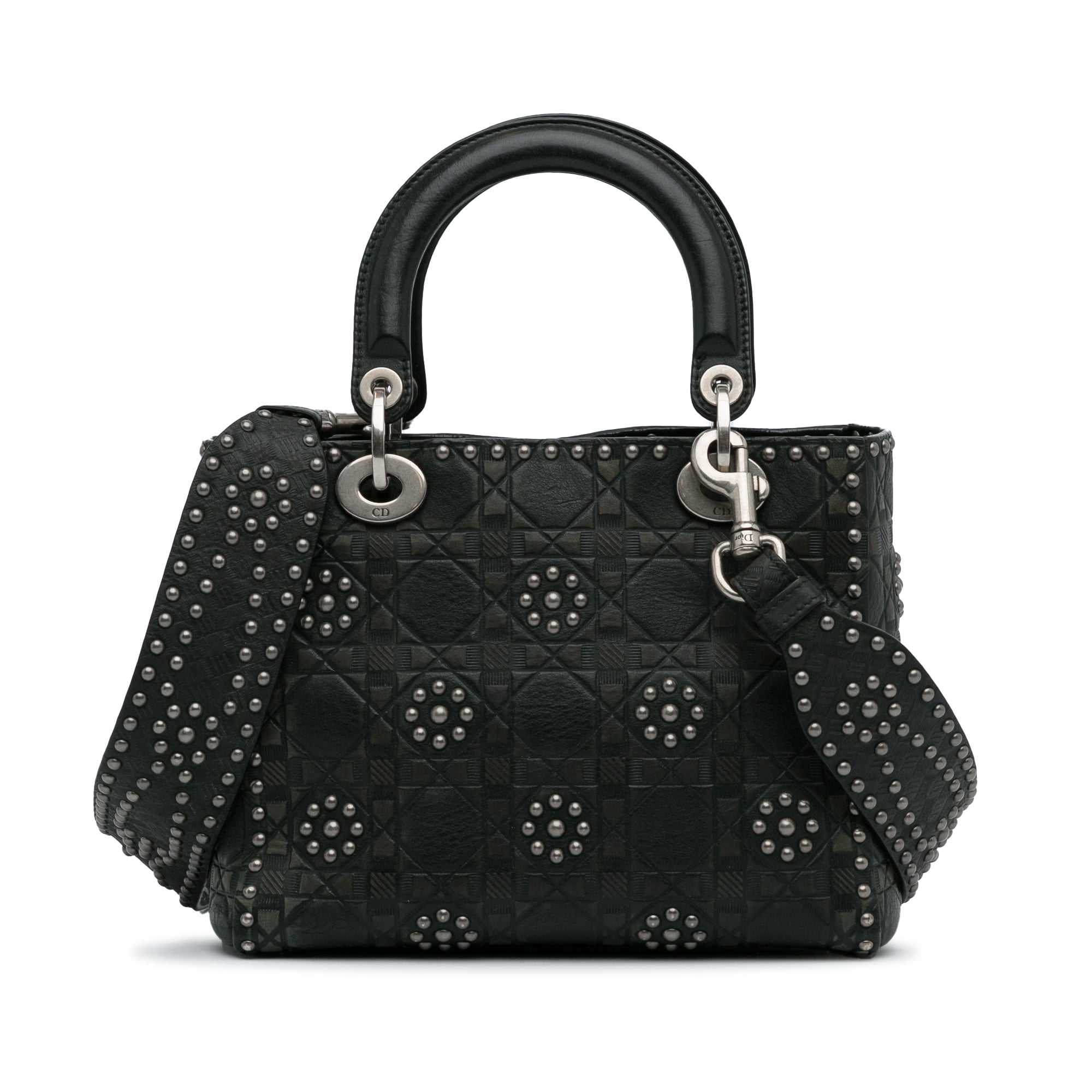 Medium Calfskin Cannage Studded Supple Lady Dior