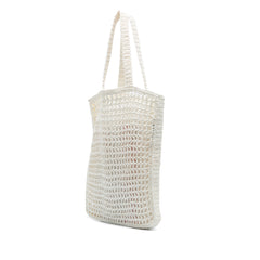 Raffia Effect Crochet Logo Embroidered Tote