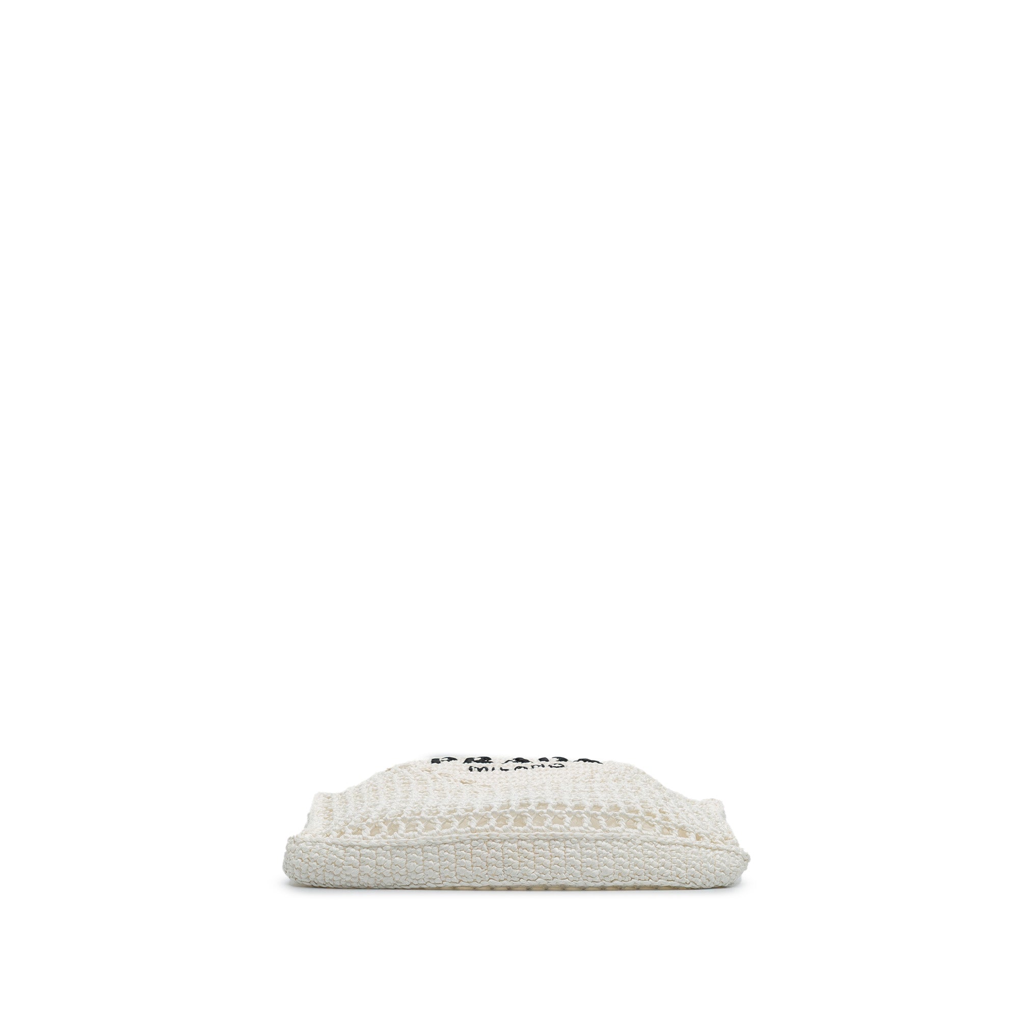 Raffia Effect Crochet Logo Embroidered Tote