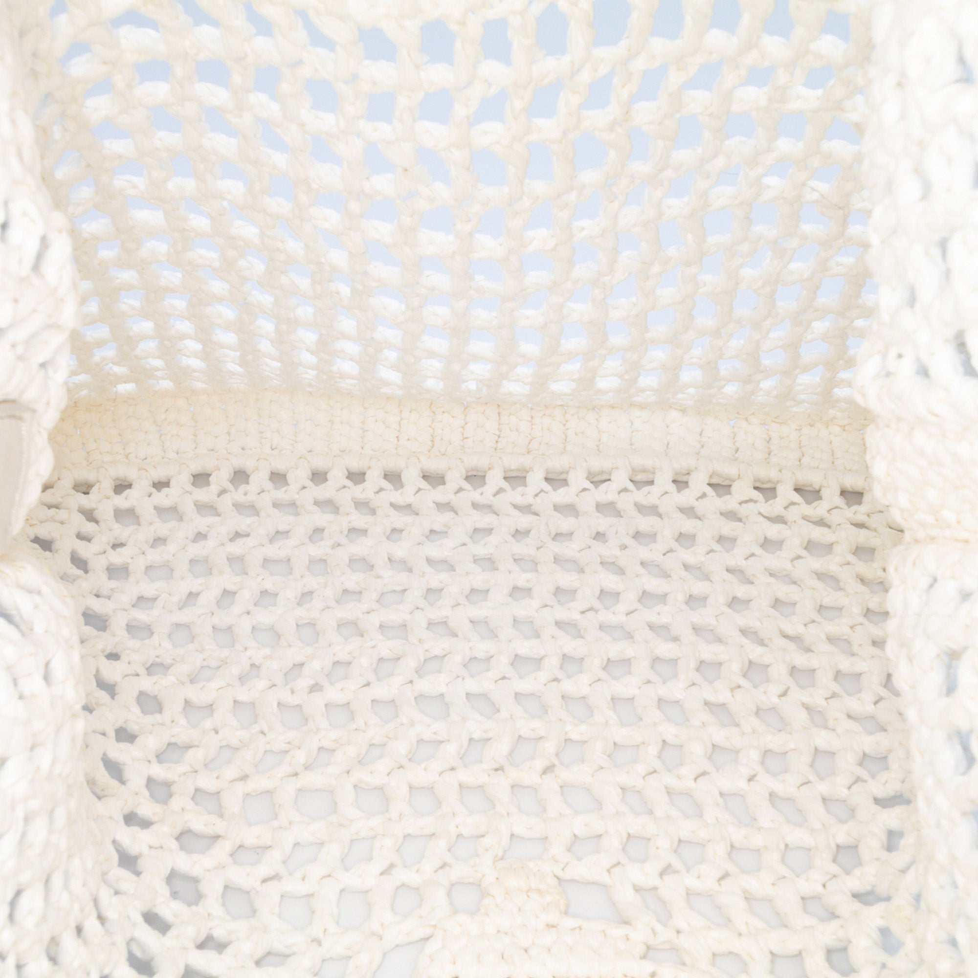 Raffia Effect Crochet Logo Embroidered Tote