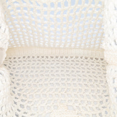 Raffia Effect Crochet Logo Embroidered Tote