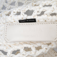 Raffia Effect Crochet Logo Embroidered Tote