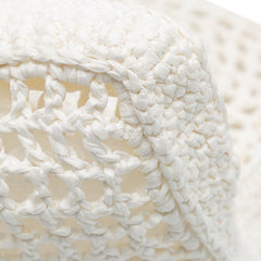 Raffia Effect Crochet Logo Embroidered Tote