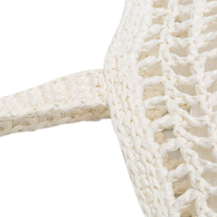 Raffia Effect Crochet Logo Embroidered Tote
