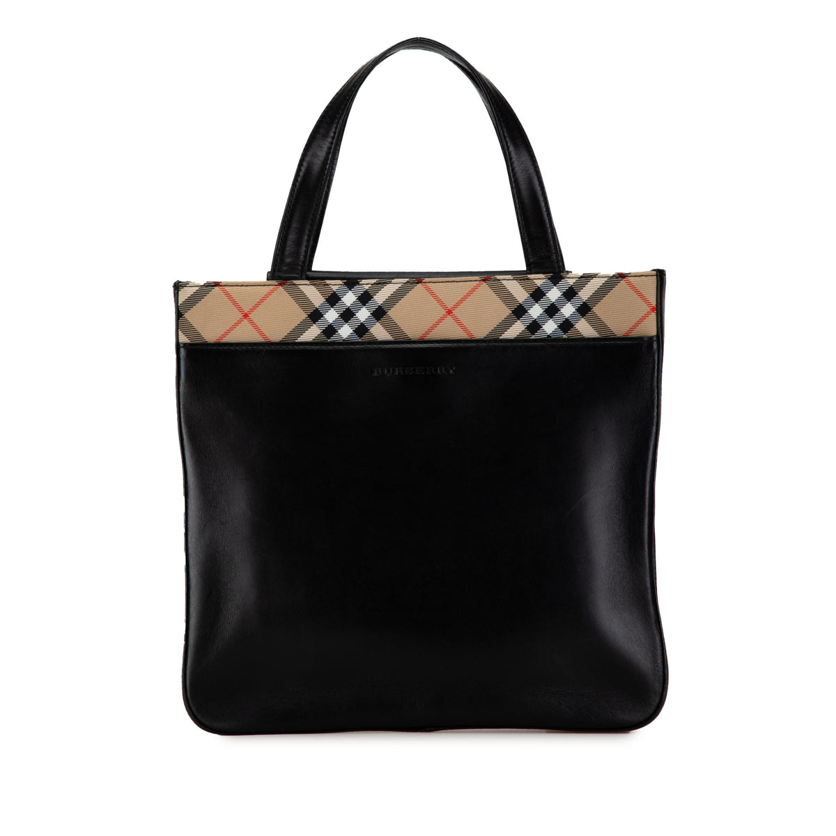 Nova Check Canvas Trimmed Leather Tote_0