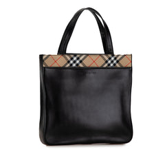 Nova Check Canvas Trimmed Leather Tote_1