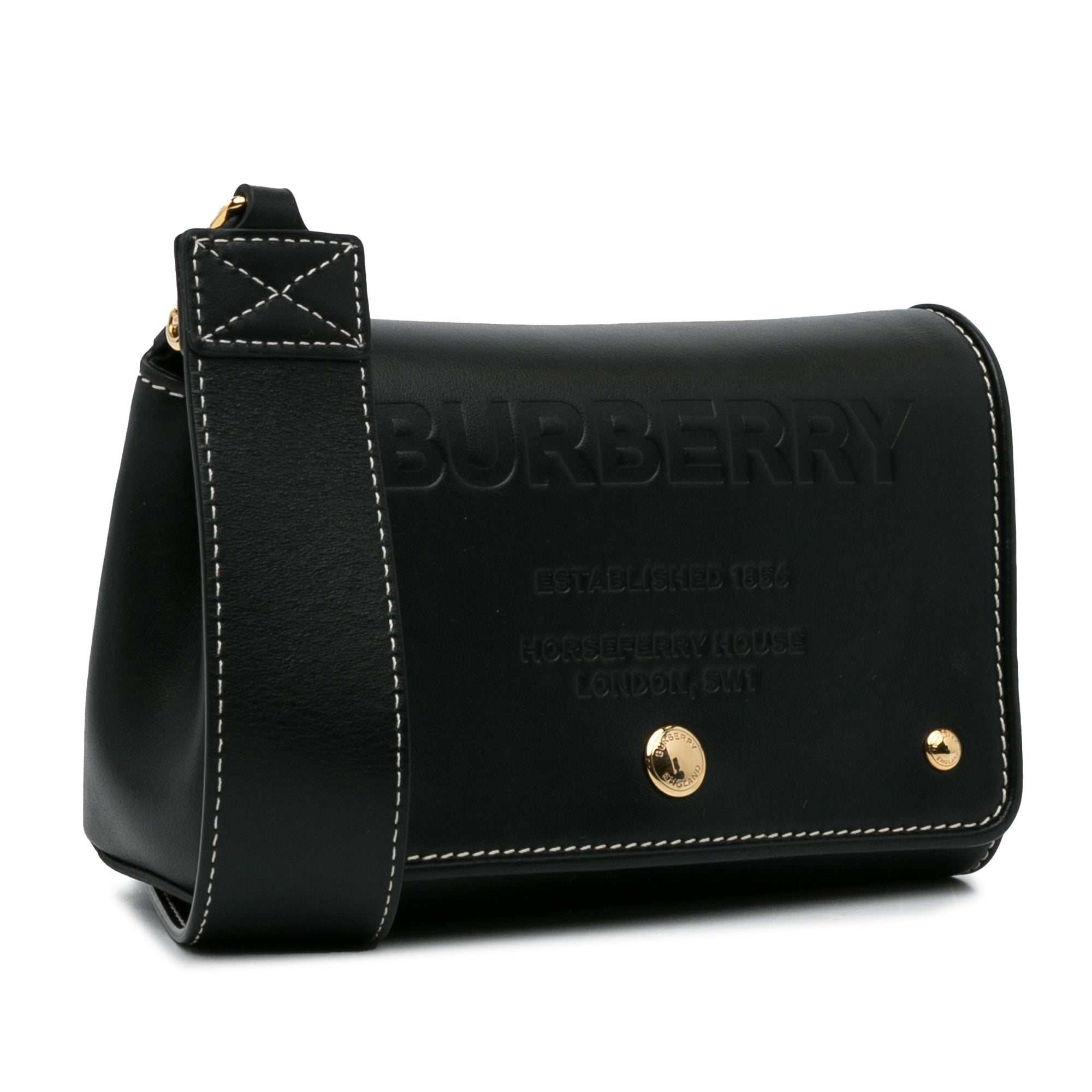 Hackberry Horseferry Debossed Leather Crossbody Bag