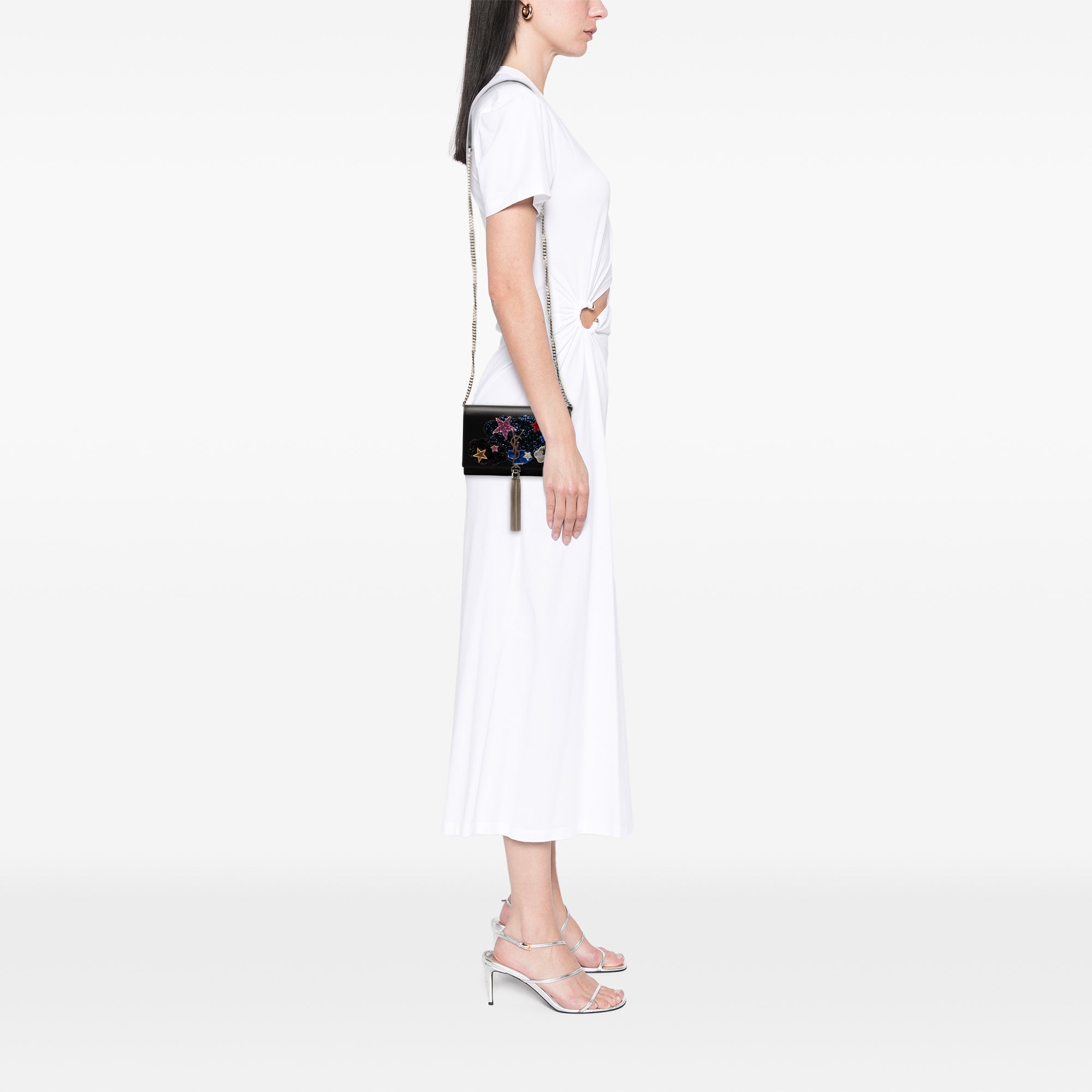 Calfskin Cloud Star Applique Classic Monogram Kate Tassel Wallet on Chain