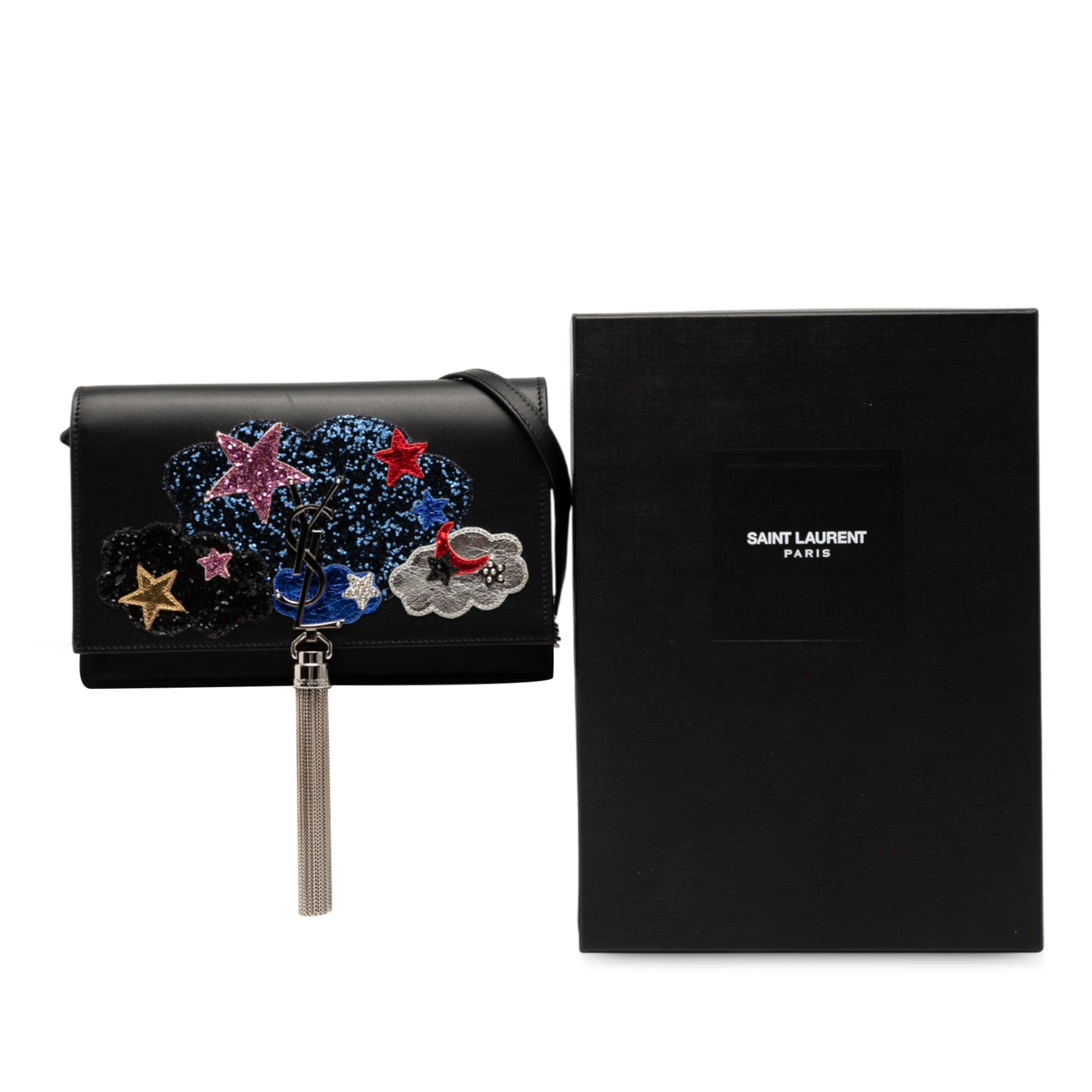 Calfskin Cloud Star Applique Classic Monogram Kate Tassel Wallet on Chain