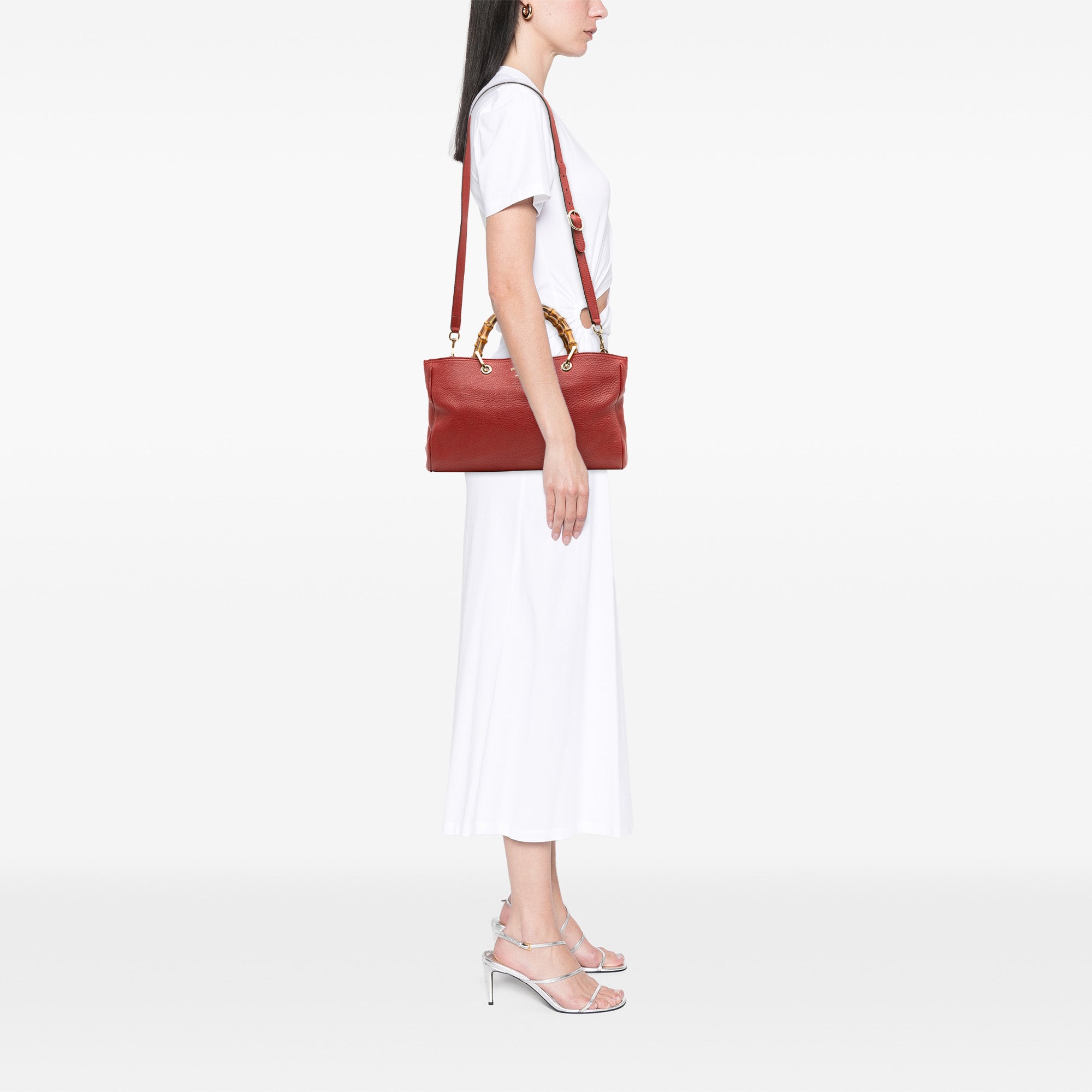 Medium Calfskin Bamboo Shopper Satchel