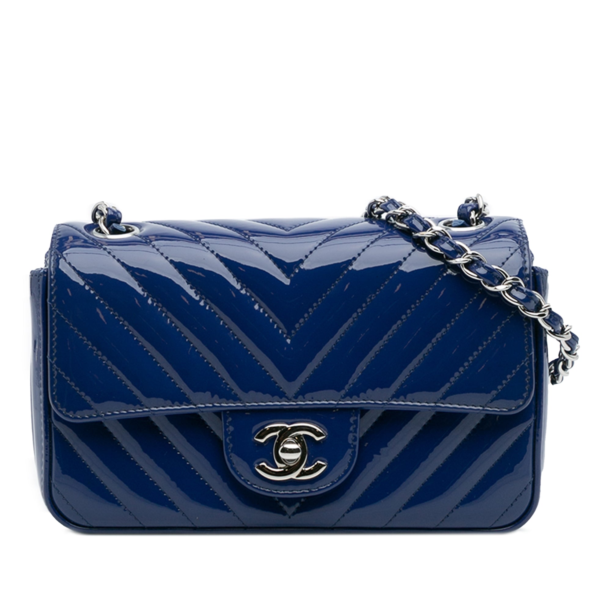 Mini Rectangular Classic Chevron Patent Single Flap