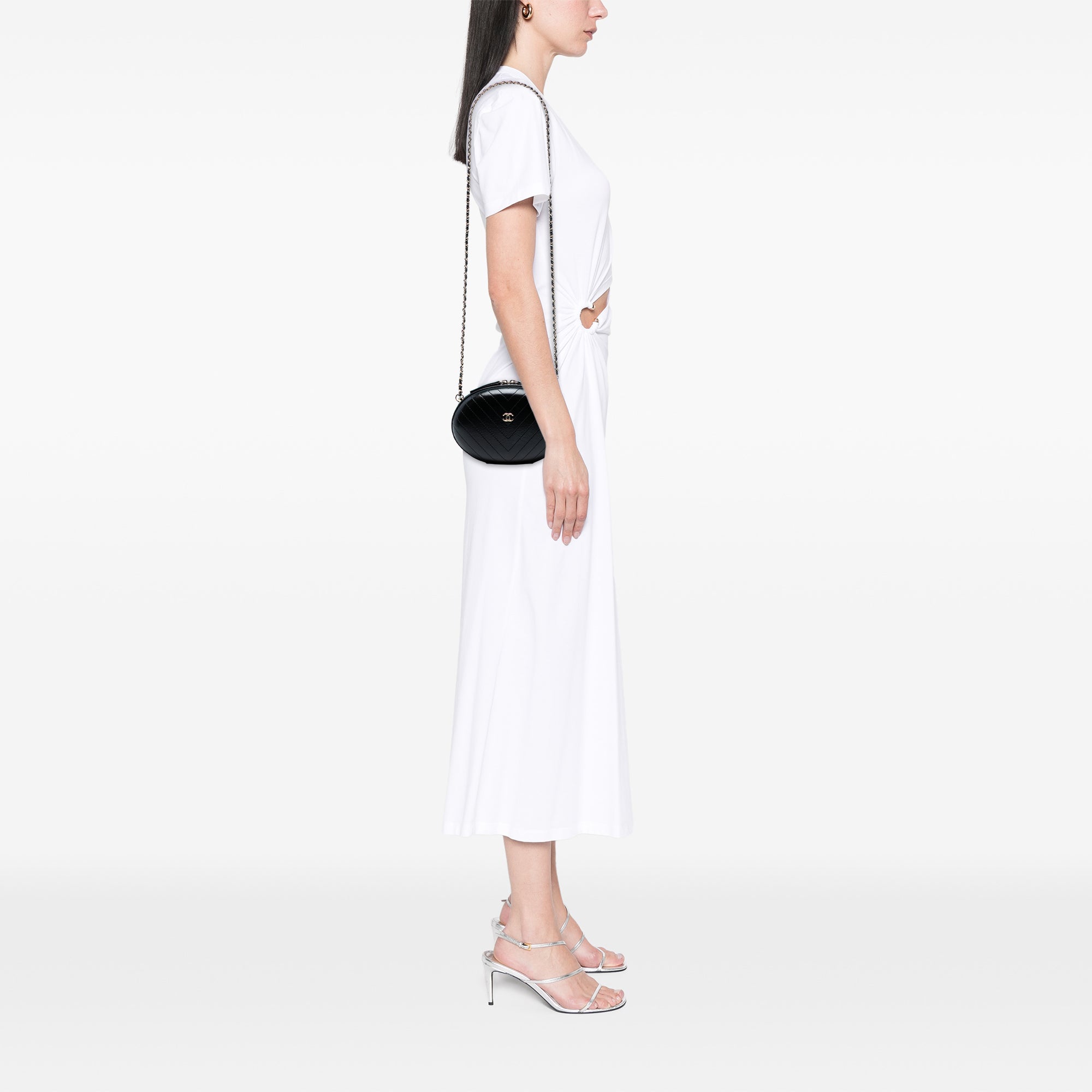 Chevron Stitched Calfskin La Pausa Evening Bag