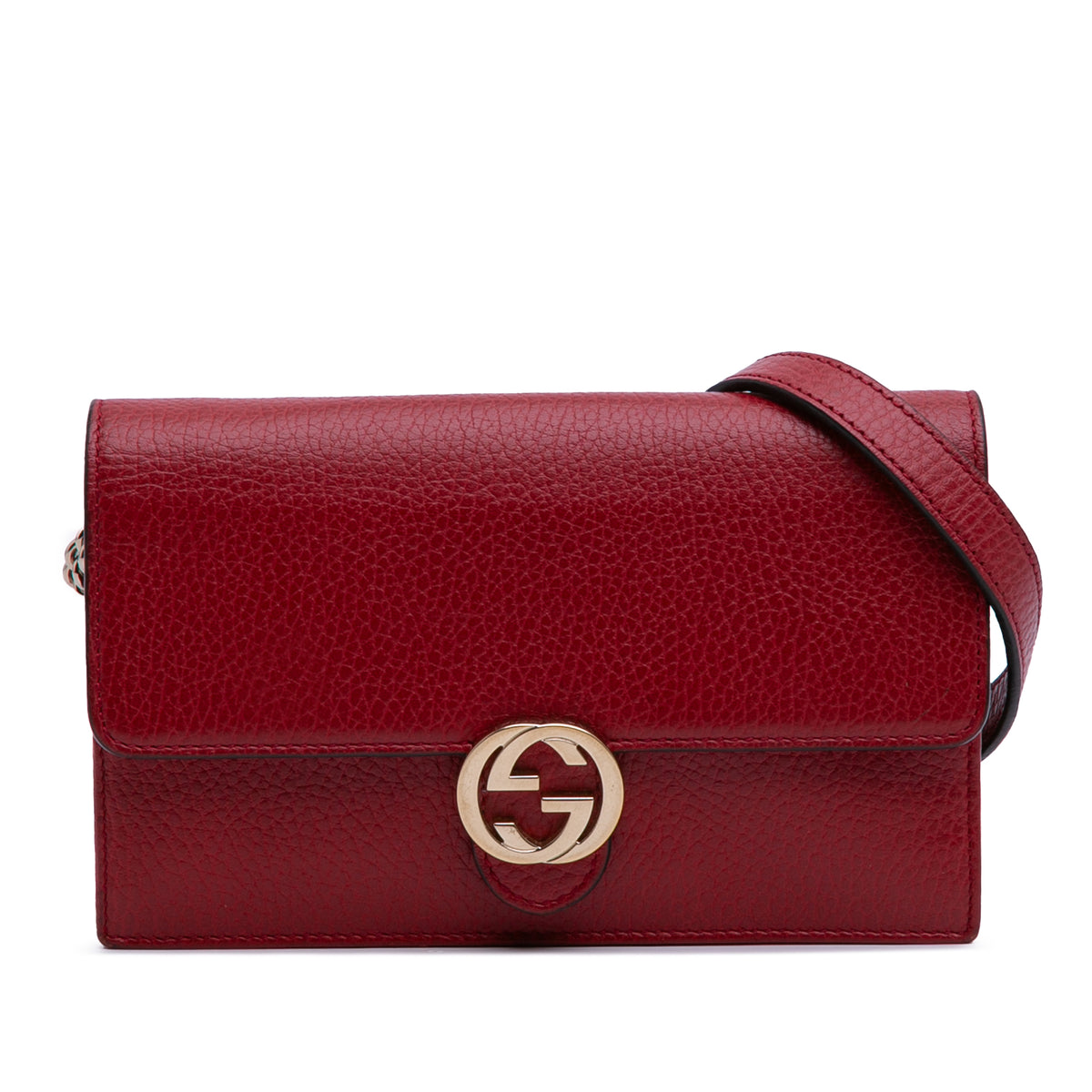 Leather Interlocking G Dollar Wallet on Chain
