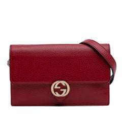 Leather Interlocking G Dollar Wallet on Chain
