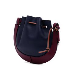 Small Leather Colorblock Horseshoe Crossbody