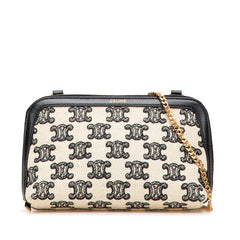 Triomphe Emroidered Canvas Clutch On Chain