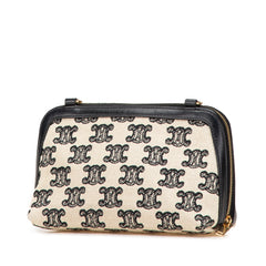 Triomphe Emroidered Canvas Clutch On Chain