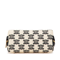 Triomphe Emroidered Canvas Clutch On Chain