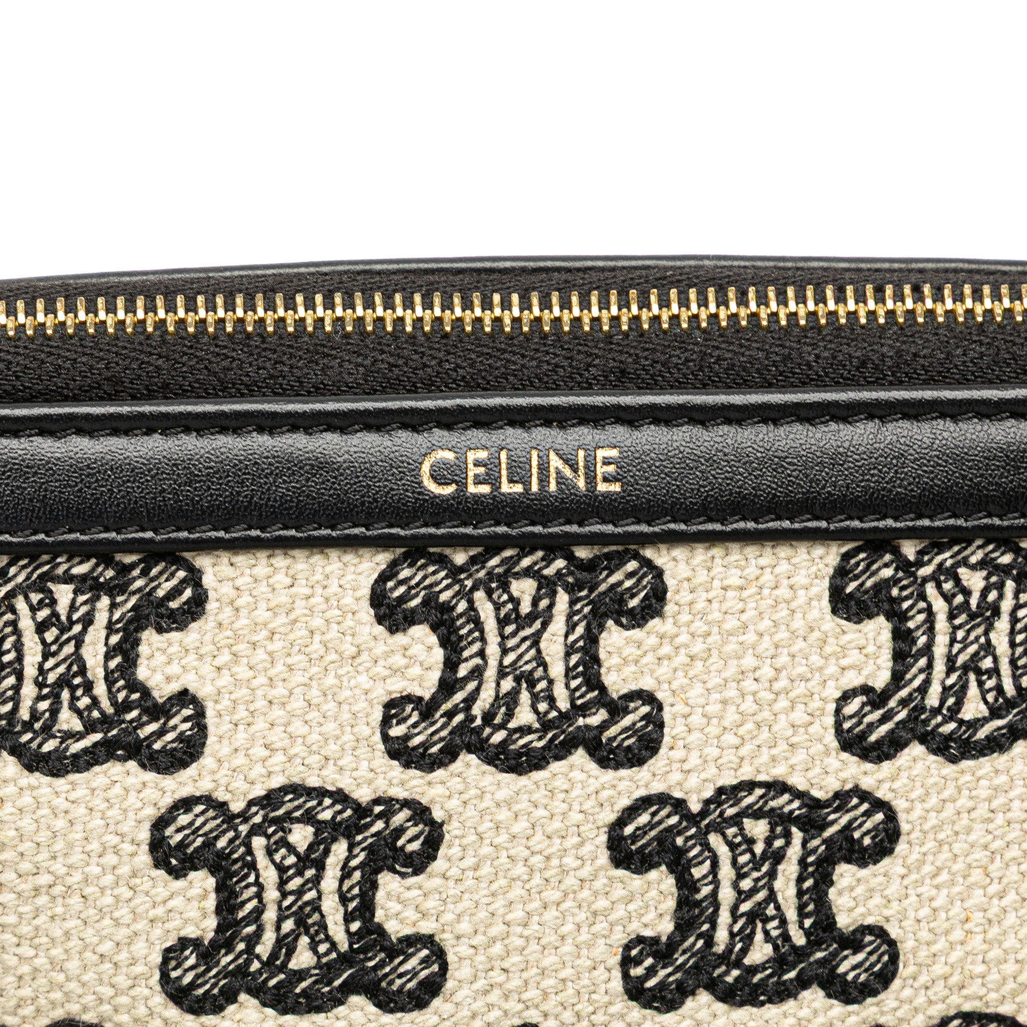 Triomphe Emroidered Canvas Clutch On Chain