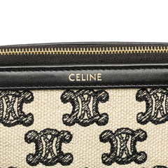 Triomphe Emroidered Canvas Clutch On Chain