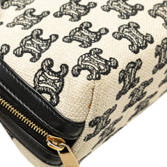 Triomphe Emroidered Canvas Clutch On Chain