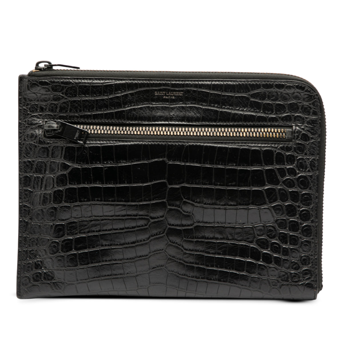 Croc Embossed Leather Clutch