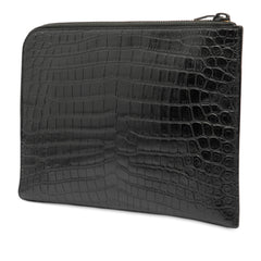 Croc Embossed Leather Clutch