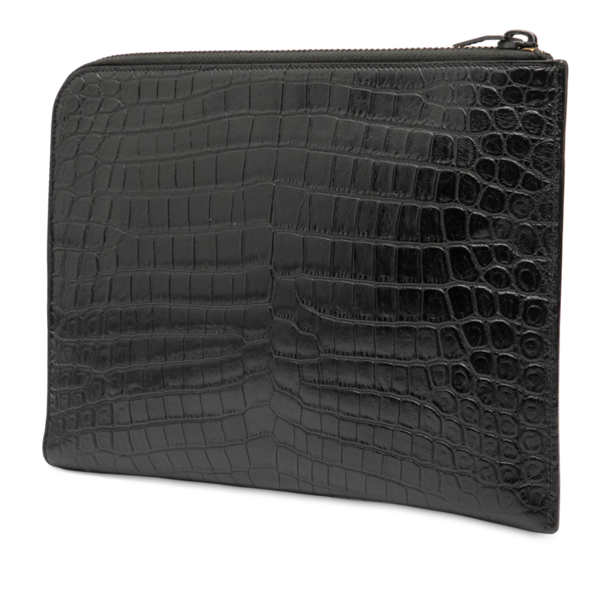 Croc Embossed Leather Clutch