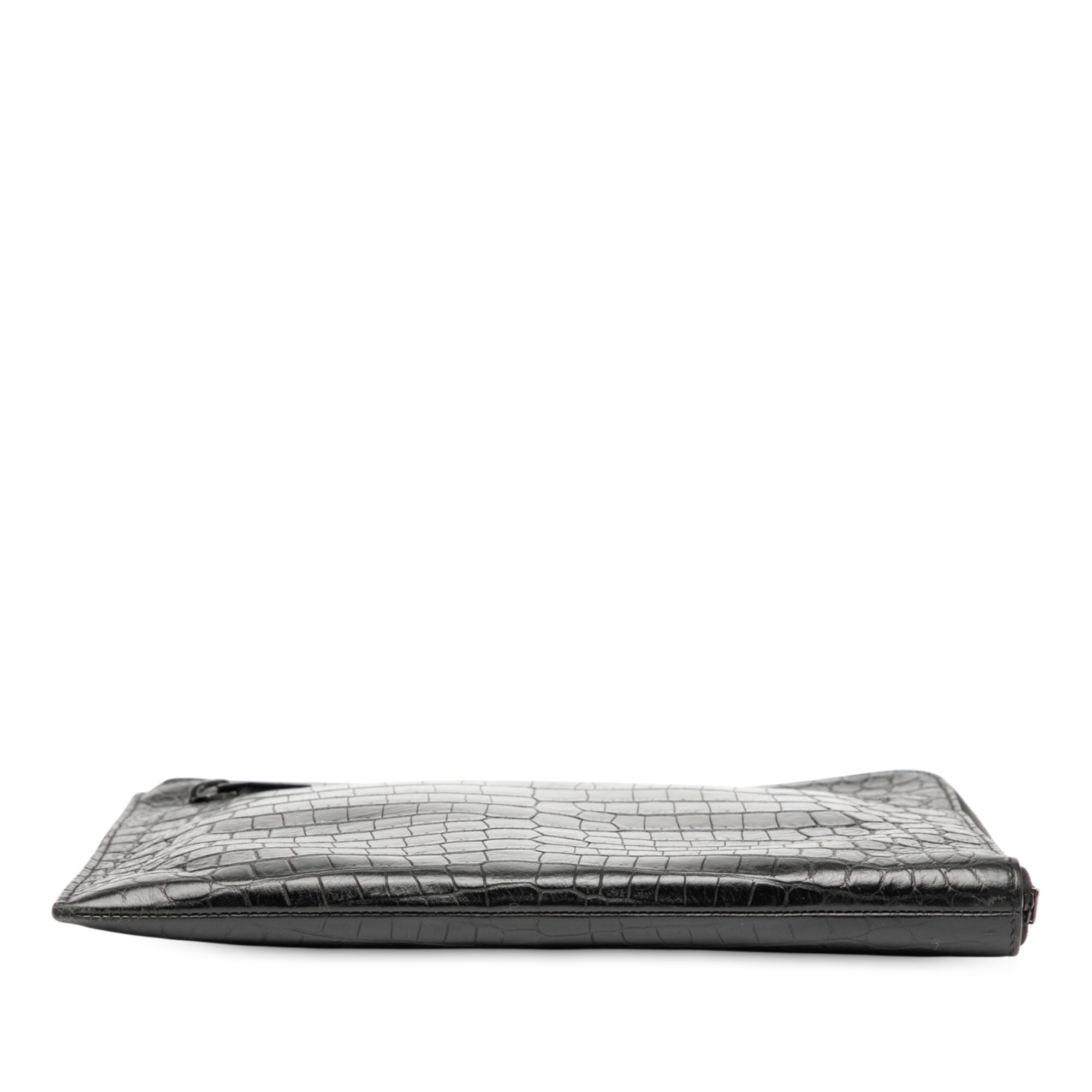 Croc Embossed Leather Clutch