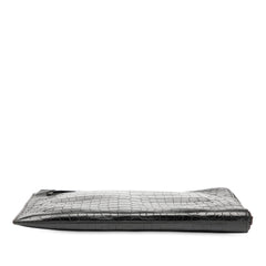 Croc Embossed Leather Clutch
