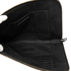 Croc Embossed Leather Clutch