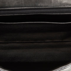 So Black Matelasse Patent Leather Single Flap Bag