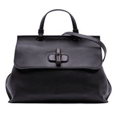 Medium Leather Bamboo Daily Satchel