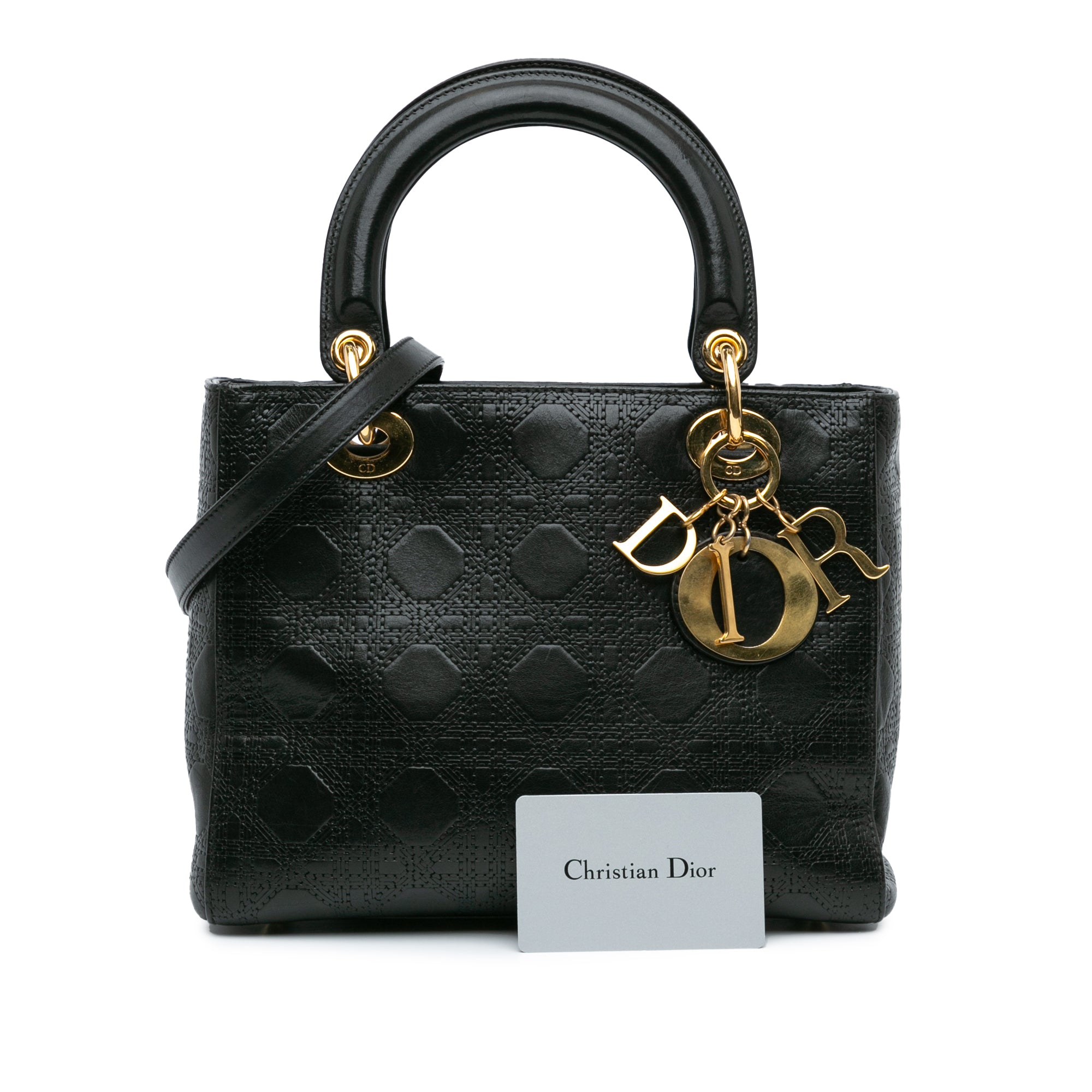 Medium Calfskin Cannage Embossed Lady Dior