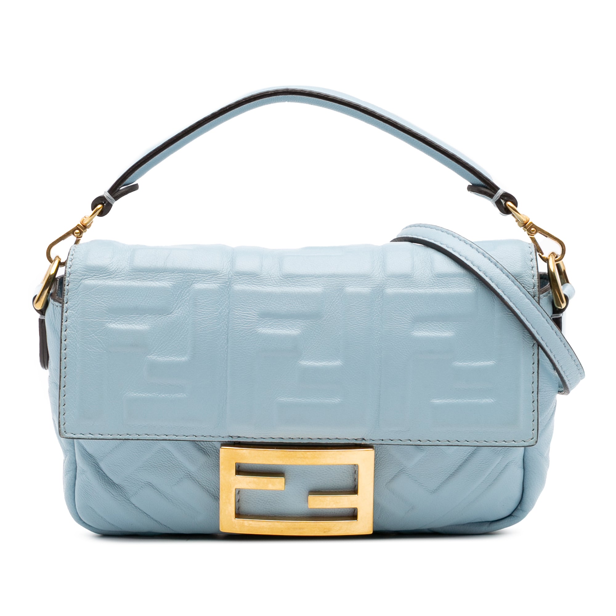 Mini Zucca Embossed Leather Baguette Satchel